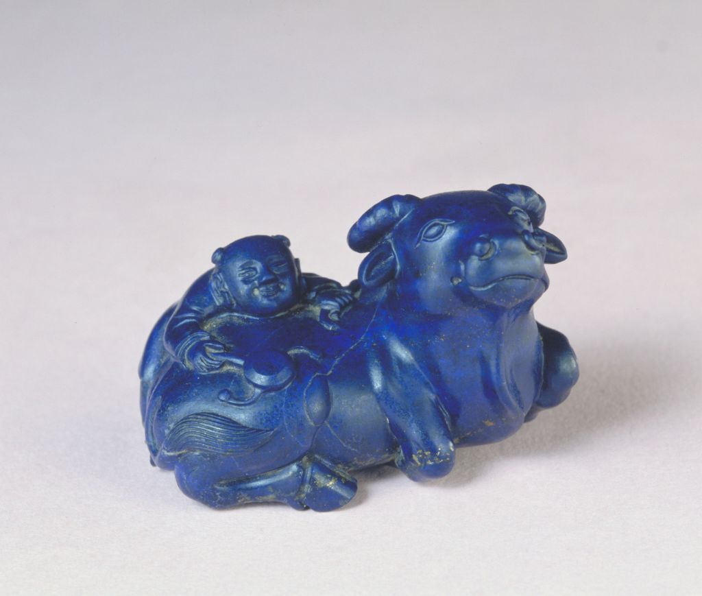 图片[1]-Lapis lazuli shepherd riding cattle-China Archive